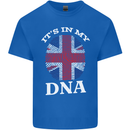 Britain Its in My DNA Funny Union Jack Flag Mens Cotton T-Shirt Tee Top Royal Blue