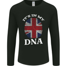 Britain Its in My DNA Funny Union Jack Flag Mens Long Sleeve T-Shirt Black