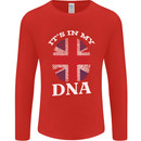 Britain Its in My DNA Funny Union Jack Flag Mens Long Sleeve T-Shirt Red