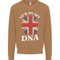 Britain Its in My DNA Funny Union Jack Flag Mens Sweatshirt Jumper Caramel Latte