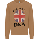 Britain Its in My DNA Funny Union Jack Flag Mens Sweatshirt Jumper Caramel Latte