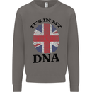 Britain Its in My DNA Funny Union Jack Flag Mens Sweatshirt Jumper Charcoal