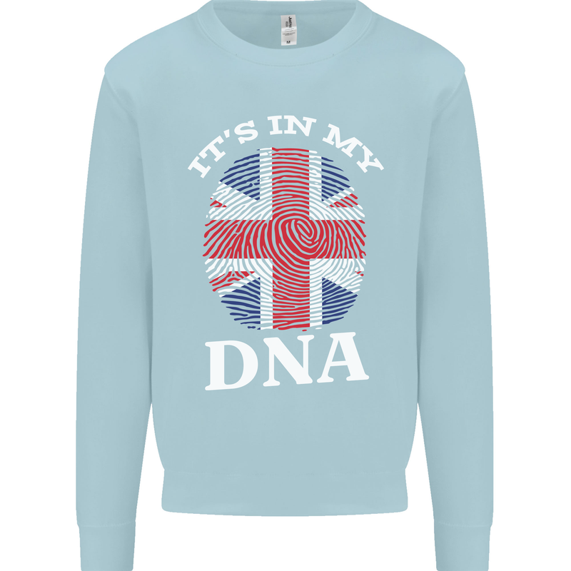Britain Its in My DNA Funny Union Jack Flag Mens Sweatshirt Jumper Light Blue