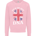 Britain Its in My DNA Funny Union Jack Flag Mens Sweatshirt Jumper Light Pink