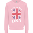 Britain Its in My DNA Funny Union Jack Flag Mens Sweatshirt Jumper Light Pink
