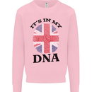 Britain Its in My DNA Funny Union Jack Flag Mens Sweatshirt Jumper Light Pink
