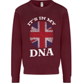 Britain Its in My DNA Funny Union Jack Flag Mens Sweatshirt Jumper Maroon