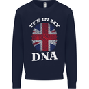 Britain Its in My DNA Funny Union Jack Flag Mens Sweatshirt Jumper Navy Blue