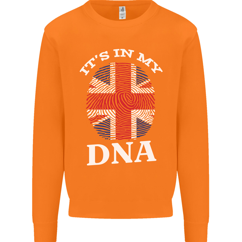 Britain Its in My DNA Funny Union Jack Flag Mens Sweatshirt Jumper Orange