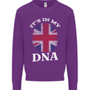 Britain Its in My DNA Funny Union Jack Flag Mens Sweatshirt Jumper Purple