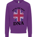 Britain Its in My DNA Funny Union Jack Flag Mens Sweatshirt Jumper Purple
