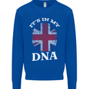 Britain Its in My DNA Funny Union Jack Flag Mens Sweatshirt Jumper Royal Blue