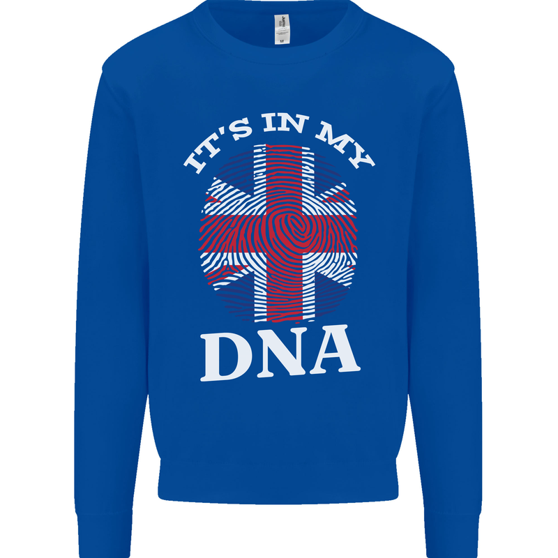 Britain Its in My DNA Funny Union Jack Flag Mens Sweatshirt Jumper Royal Blue