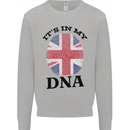 Britain Its in My DNA Funny Union Jack Flag Mens Sweatshirt Jumper Sports Grey