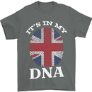 Britain Its in My DNA Funny Union Jack Flag Mens T-Shirt Cotton Gildan Charcoal
