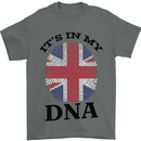 Britain Its in My DNA Funny Union Jack Flag Mens T-Shirt Cotton Gildan Charcoal