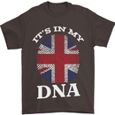 Britain Its in My DNA Funny Union Jack Flag Mens T-Shirt Cotton Gildan Dark Chocolate