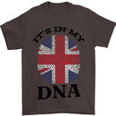 Britain Its in My DNA Funny Union Jack Flag Mens T-Shirt Cotton Gildan Dark Chocolate
