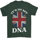 Britain Its in My DNA Funny Union Jack Flag Mens T-Shirt Cotton Gildan Forest Green
