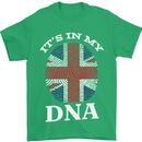 Britain Its in My DNA Funny Union Jack Flag Mens T-Shirt Cotton Gildan Irish Green