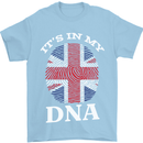 Britain Its in My DNA Funny Union Jack Flag Mens T-Shirt Cotton Gildan Light Blue