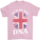 Britain Its in My DNA Funny Union Jack Flag Mens T-Shirt Cotton Gildan Light Pink