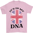 Britain Its in My DNA Funny Union Jack Flag Mens T-Shirt Cotton Gildan Light Pink