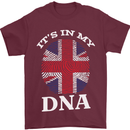 Britain Its in My DNA Funny Union Jack Flag Mens T-Shirt Cotton Gildan Maroon