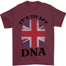 Britain Its in My DNA Funny Union Jack Flag Mens T-Shirt Cotton Gildan Maroon
