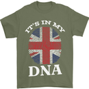 Britain Its in My DNA Funny Union Jack Flag Mens T-Shirt Cotton Gildan Military Green