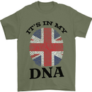Britain Its in My DNA Funny Union Jack Flag Mens T-Shirt Cotton Gildan Military Green