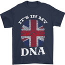 Britain Its in My DNA Funny Union Jack Flag Mens T-Shirt Cotton Gildan Navy Blue