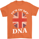 Britain Its in My DNA Funny Union Jack Flag Mens T-Shirt Cotton Gildan Orange