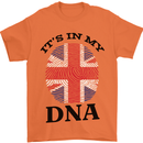 Britain Its in My DNA Funny Union Jack Flag Mens T-Shirt Cotton Gildan Orange