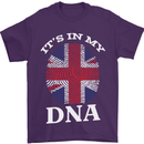 Britain Its in My DNA Funny Union Jack Flag Mens T-Shirt Cotton Gildan Purple