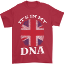 Britain Its in My DNA Funny Union Jack Flag Mens T-Shirt Cotton Gildan Red