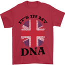 Britain Its in My DNA Funny Union Jack Flag Mens T-Shirt Cotton Gildan Red