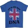 Britain Its in My DNA Funny Union Jack Flag Mens T-Shirt Cotton Gildan Royal Blue