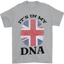 Britain Its in My DNA Funny Union Jack Flag Mens T-Shirt Cotton Gildan Sports Grey