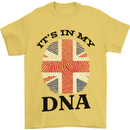 Britain Its in My DNA Funny Union Jack Flag Mens T-Shirt Cotton Gildan Yellow