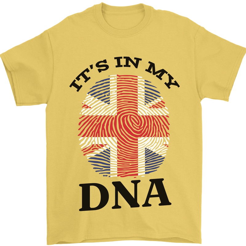 Britain Its in My DNA Funny Union Jack Flag Mens T-Shirt Cotton Gildan Yellow