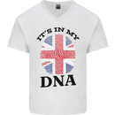 Britain Its in My DNA Funny Union Jack Flag Mens V-Neck Cotton T-Shirt White
