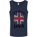 Britain Its in My DNA Funny Union Jack Flag Mens Vest Tank Top Navy Blue