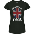 Britain Its in My DNA Funny Union Jack Flag Womens Petite Cut T-Shirt Black