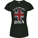 Britain Its in My DNA Funny Union Jack Flag Womens Petite Cut T-Shirt Black