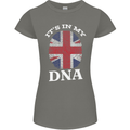 Britain Its in My DNA Funny Union Jack Flag Womens Petite Cut T-Shirt Charcoal