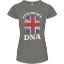 Britain Its in My DNA Funny Union Jack Flag Womens Petite Cut T-Shirt Charcoal