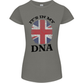 Britain Its in My DNA Funny Union Jack Flag Womens Petite Cut T-Shirt Charcoal