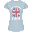 Britain Its in My DNA Funny Union Jack Flag Womens Petite Cut T-Shirt Light Blue
