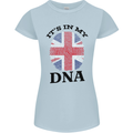 Britain Its in My DNA Funny Union Jack Flag Womens Petite Cut T-Shirt Light Blue